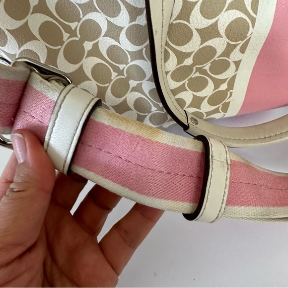 Coach Chelsea Heritage Stripe Diaper Multi-Use Bag Pink Beige Large - Picture 13 of 16